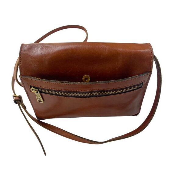 Patricia Nash Push Lock Lanza Leather Crossbody Tan - Picture 10 of 13